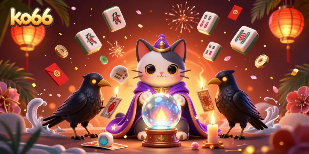 Engage with ko66's vibrant online casino experience featuring mystical characters and dynamic game elements.