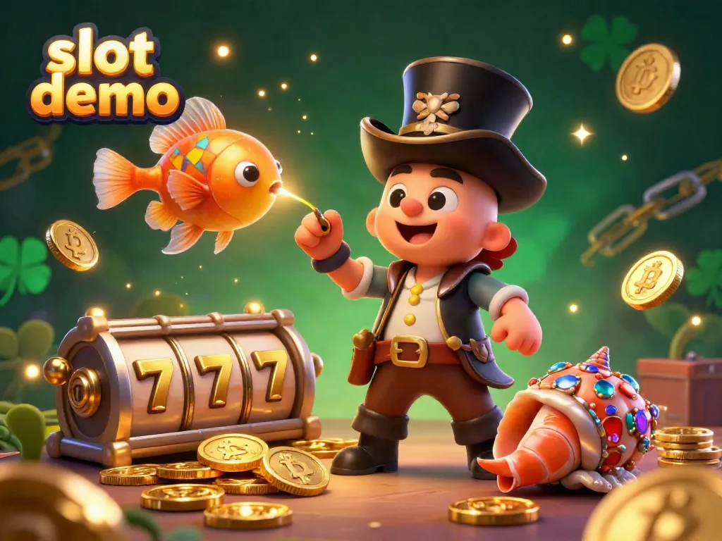 Experience thrilling slot demo action with vibrant characters and glowing coins amid a colorful casino scene.