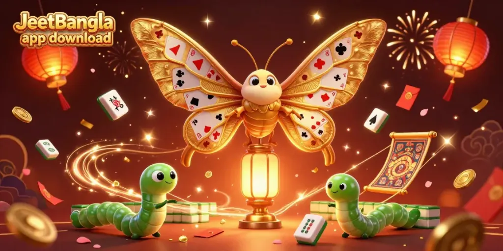 Experience seamless gameplay with the JeetBangla app download, represented in a vibrant casino-themed scene.