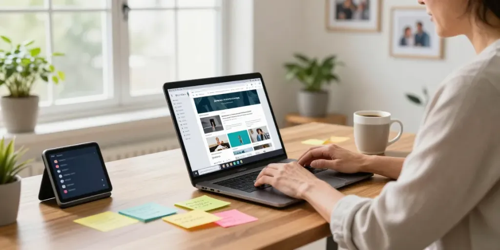 Productive workspace showcasing a 사이트모음 browser setup for easy online navigation.