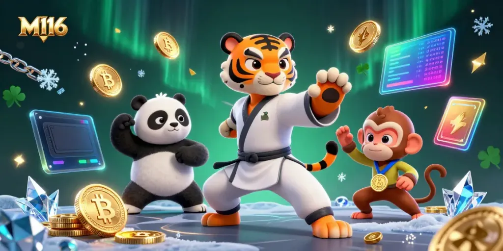 Experience thrilling M116 gameplay with vibrant characters and dynamic cryptocurrency elements.