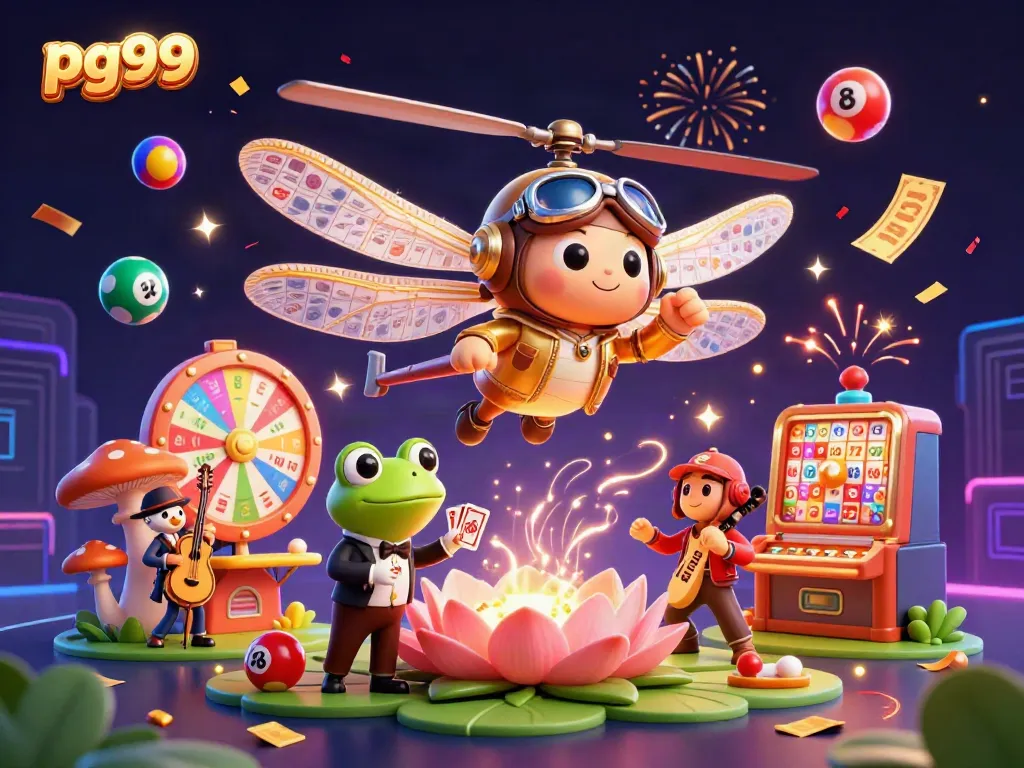 Experience excitement at pg99's lily pad casino with lively characters and dynamic gaming elements.