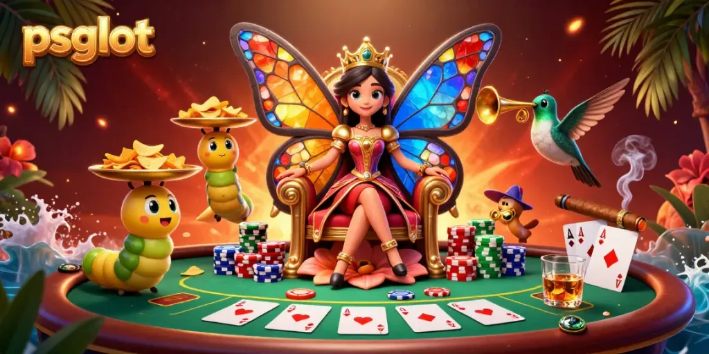 Engage with vibrant psgslot gaming elements in a rich casino scene.
