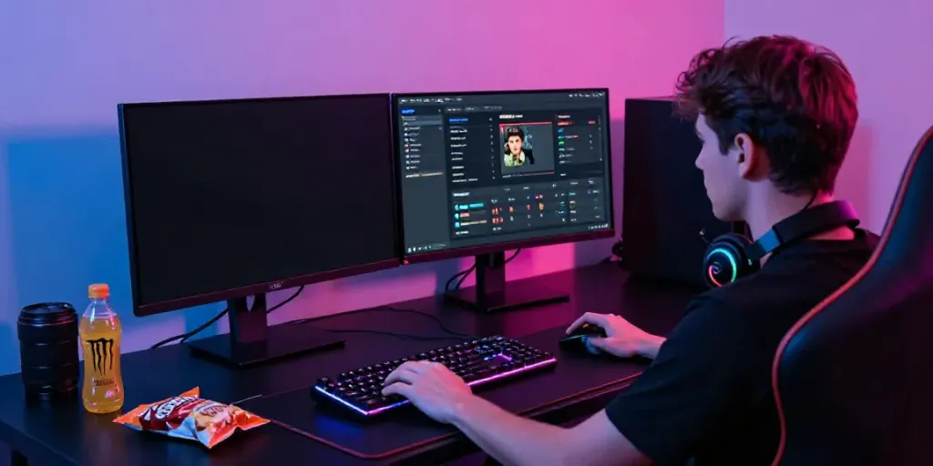 PESGslot gaming setup showcasing immersive gameplay with vibrant lighting and gaming accessories.
