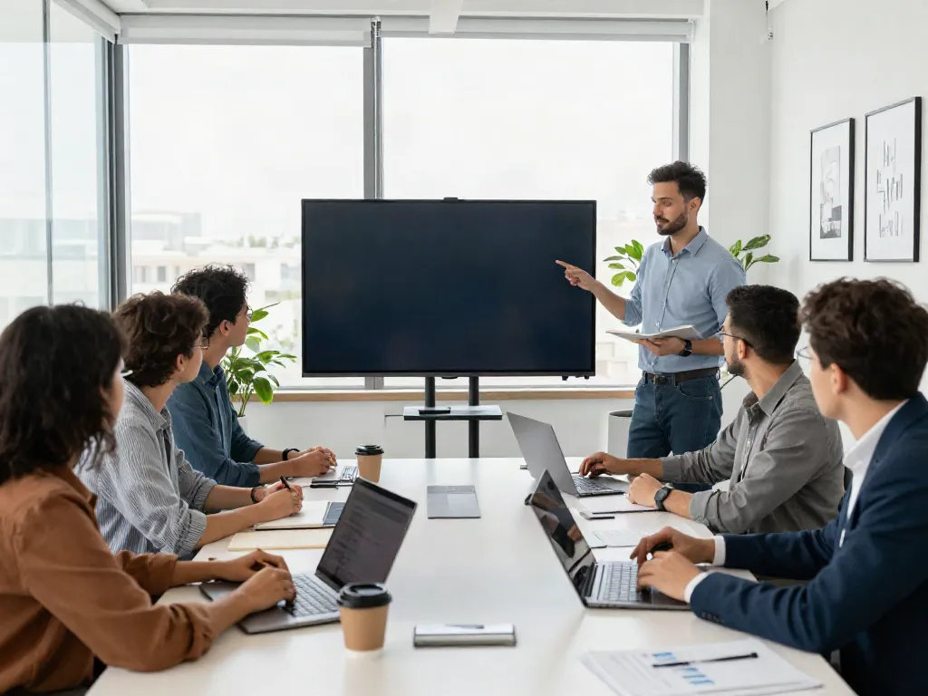 Professional coaching Connecticut team collaboration in bright modern office.