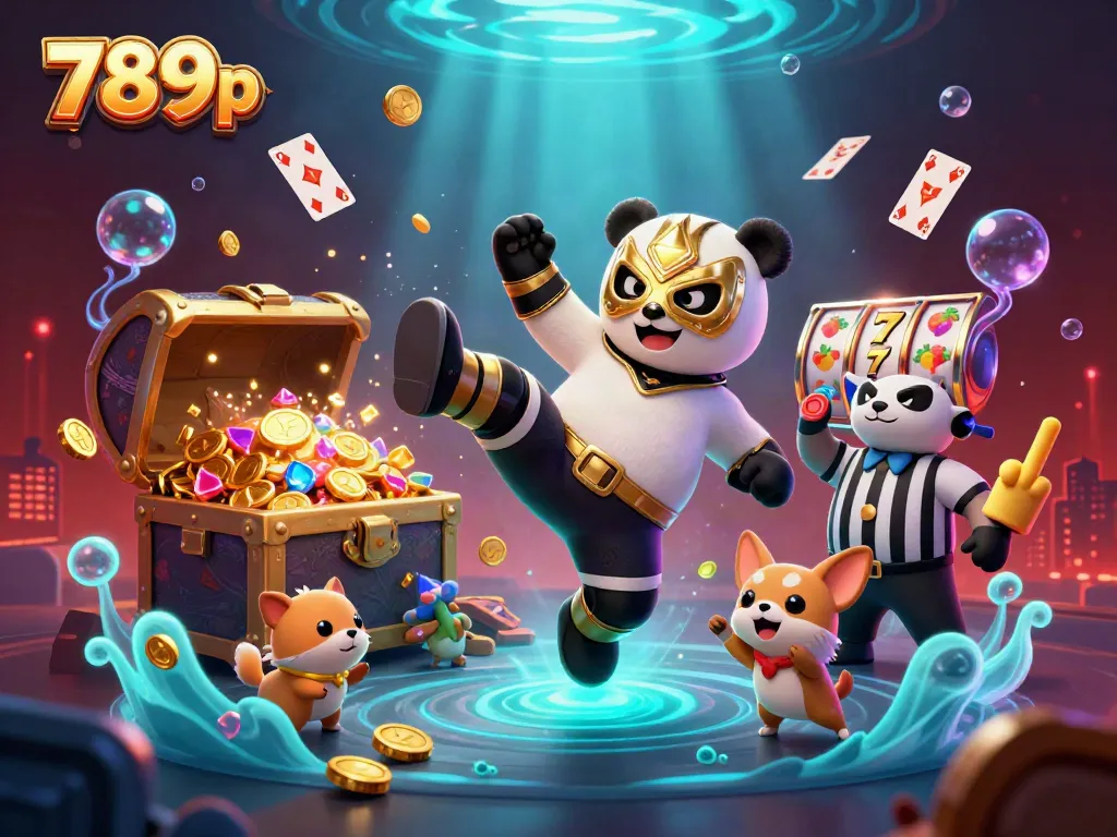 Experience thrilling wins with 789p in this vibrant cartoon casino scene filled with excitement.