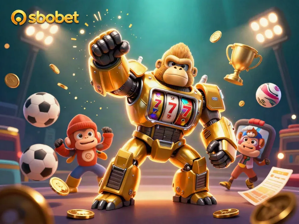 Engaging sbobet-themed illustration featuring dynamic sports betting elements and vibrant characters.
