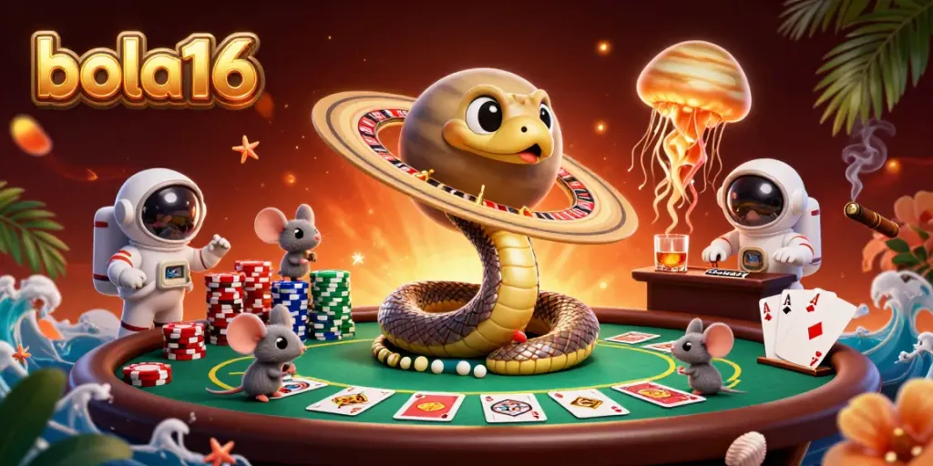 Experience thrilling gameplay at bola16 with this vibrant cosmic casino scene.