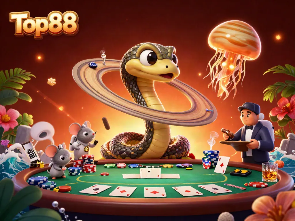 Experience the exciting Top88 casino universe with betting mice and cosmic elements.