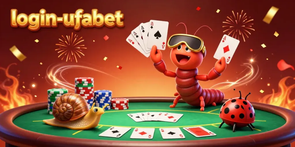 Experience thrilling gameplay at login-ufabet with a dynamic casino scene full of excitement and colorful poker elements.