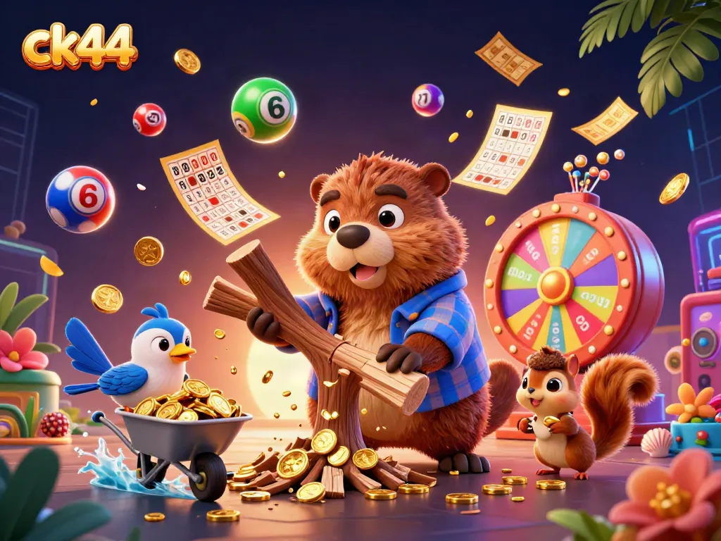 Engage with ck44's vibrant gaming world featuring animated characters and thrilling casino elements.