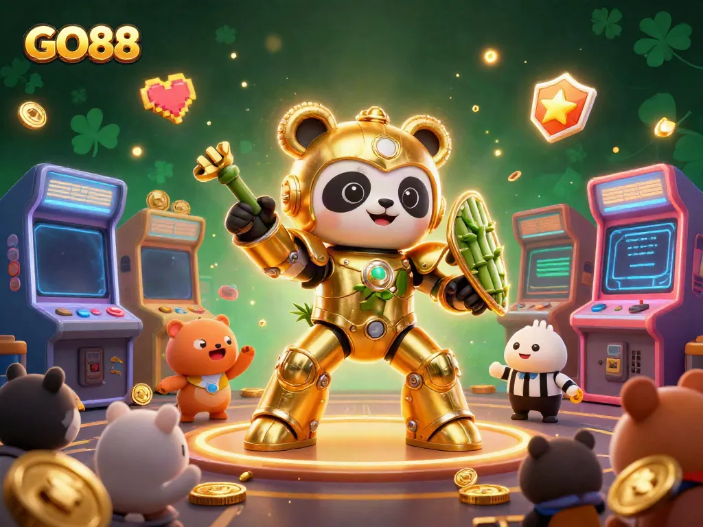 Experience thrilling gaming with GO88's vibrant 3D casino illustration featuring exciting characters and gaming elements.